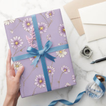 Delicaat Lila Madeliefjes Crème Bloemmotief
