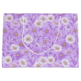 Delicaat Lila Madeliefjes Crème Bloemmotief Groot Cadeauzakje