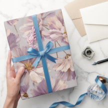 Delicaat lila madeliefjes crèmewit bloemmotief