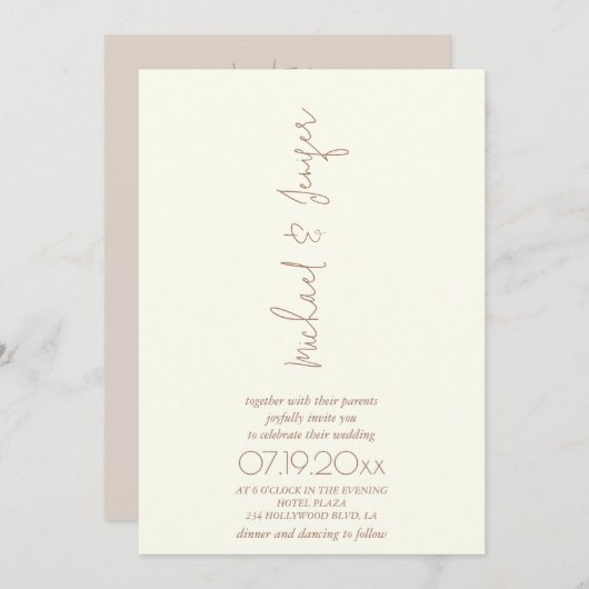 Delicaat minimalistisch ivoor neutraal alles in éé kaart (Voorkant / Achterkant)