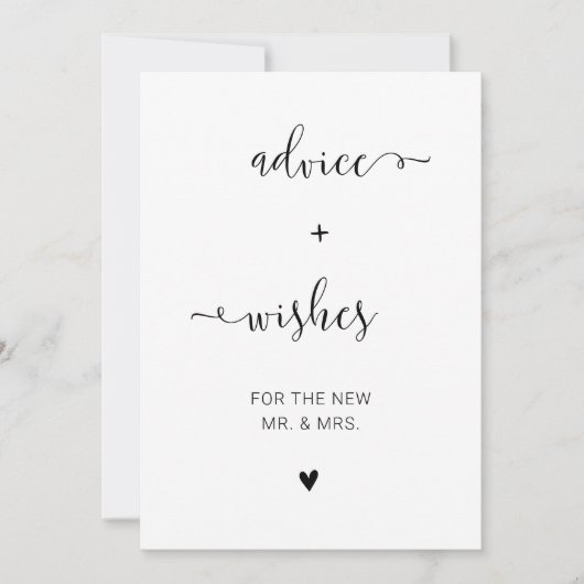 Delicaat minimalistisch scriptadvies & wensen teke kaart (Voorkant)