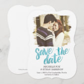 Delicaat onthulde Save The Date kaart Turquoise (Voorkant / Achterkant)