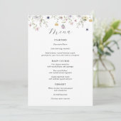 Delicaat Paars Wilde Bloemen Bruiloftsmenu Menu (Staand voorkant)