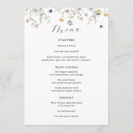 Delicaat Paars Wilde Bloemen Bruiloftsmenu Menu
