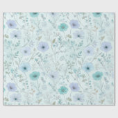 Delicaat Pastel Wilde Bloem Mint Bloempatroon Cadeaupapier (Vlak)