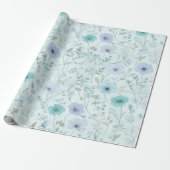 Delicaat Pastel Wilde Bloem Mint Bloempatroon Cadeaupapier (Uitgerold)