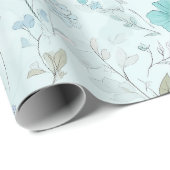 Delicaat Pastel Wilde Bloem Mint Bloempatroon Cadeaupapier (Rol Hoek)