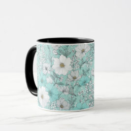 Delicaat Pastel Wilde Bloem Mint Bloempatroon Mok