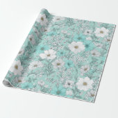 Delicaat Pastel Wilde Bloem Munt Bloemmotief Cadeaupapier (Uitgerold)