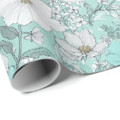 Delicaat Pastel Wilde Bloem Munt Bloemmotief Cadeaupapier (Rol Hoek)