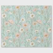 Delicaat Pastel Wilde Bloem Munt Bloemmotief Cadeaupapier (Vlak)