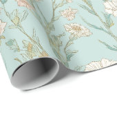 Delicaat Pastel Wilde Bloem Munt Bloemmotief Cadeaupapier (Rol Hoek)