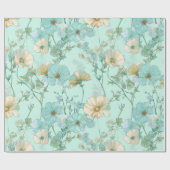 Delicaat Pastel Wilde Bloem Munt Bloemmotief Cadeaupapier (Vlak)