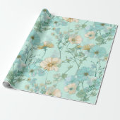 Delicaat Pastel Wilde Bloem Munt Bloemmotief Cadeaupapier (Uitgerold)