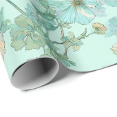 Delicaat Pastel Wilde Bloem Munt Bloemmotief Cadeaupapier (Rol Hoek)