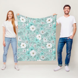 Delicaat Pastel Wilde Bloem Munt Bloemmotief Fleece Deken