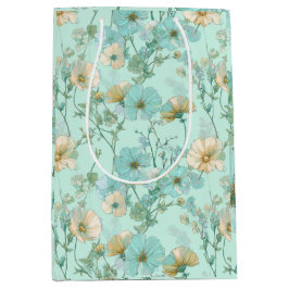 Delicaat Pastel Wilde Bloem Munt Bloemmotief Medium Cadeauzakje