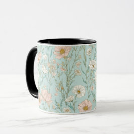 Delicaat Pastel Wilde Bloem Munt Bloemmotief Mok