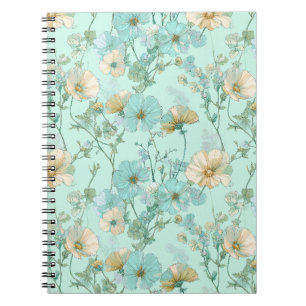 Delicaat Pastel Wilde Bloem Munt Bloemmotief Notitieboek