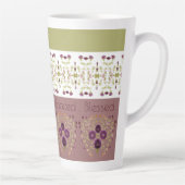 Delicaat patroon in perzik roze en groen latte mok (Rechts)