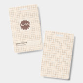 Delicaat romig bruin geruit patroon met Logo Badge (Voor- en achterkant)