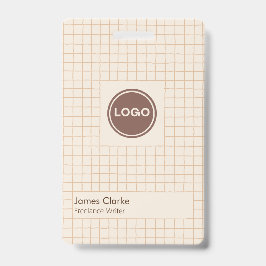 Delicaat romig bruin geruit patroon met Logo Badge