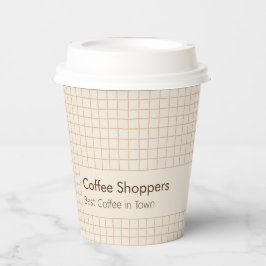 Delicaat romig bruin geruit patroon met Logo Papieren Bekers