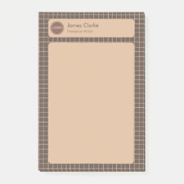 Delicaat romig bruin geruit patroon met Logo Post-it® Notes