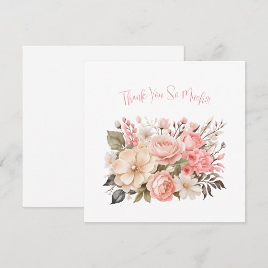 Delicaat roze bloemboeket dank u nota Kaart (Voorkant / Achterkant)
