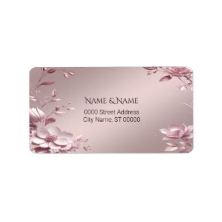 Delicaat roze bloemenadreslabel etiket