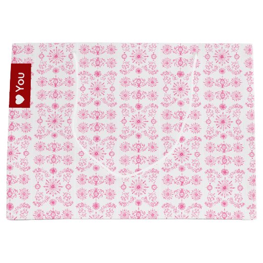Delicaat roze motief groot cadeauzakje (Voorkant)
