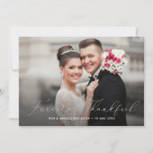 delicaat script dubbelzijdige trouwfoto bedankkaart (Voorkant)