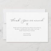 delicaat script dubbelzijdige trouwfoto bedankkaart (Achterkant)