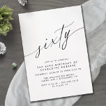 Delicaat Script Eenvoudig Zwart & Wit 60ste verjaa Kaart<br><div class="desc">Elegante en simplistische uitnodigingen voor de 60e verjaardag met kop "zestig" tekst in een handgeschreven script. Zwart lettertype op een luchtige witte achtergrond.</div>