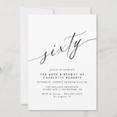Delicaat Script Eenvoudig Zwart & Wit 60ste verjaa Kaart (Voorkant)