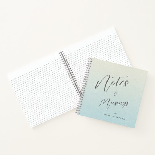 Delicaat Script Gradient Blauw Groen Gepersonalise Notitieboek (Binnen)