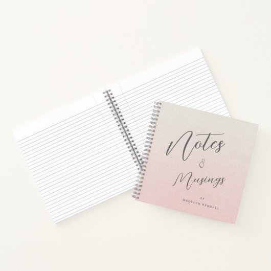 Delicaat Script Gradient Pink Gepersonaliseerd Notitieboek (Binnen)