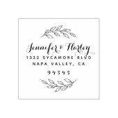 Delicaat Script & krans paar retour adres Rubberstempel (Afrduk)