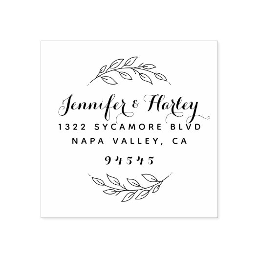 Delicaat Script & krans paar retour adres Rubberstempel (Afrduk)