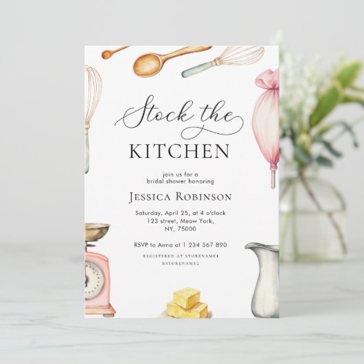 Delicaat Script Voorraad de keuken Vrijgezellenfee Kaart (Staand voorkant)