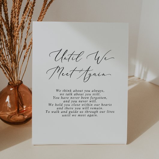 Delicaat tot we elkaar weer ontmoeten bruiloft ged reclamebord met voetstuk