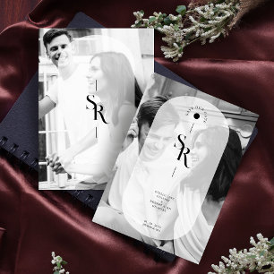 Delicaat Vellum Transparant Zwart Wit Initialen Save The Date