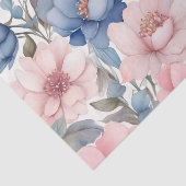Delicaat Waterverf blauw en roze bloemmotief Tissuepapier (Detail)