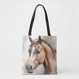 Delicaat waterverfpaardportret in zachte pastel  tote bag
