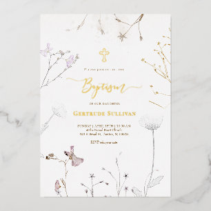 delicaat wildbloemen Baptisme Folie Uitnodiging