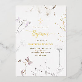 delicaat wildbloemen Baptisme Folie Uitnodiging