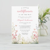 Delicaat Wildflower Baby shower Kaart (Staand voorkant)