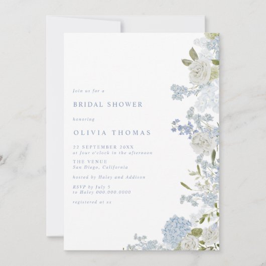 Delicaat zacht blauw bloemig Vrijgezellenfeest Kaart (Voorkant)