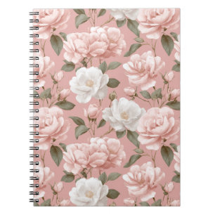 Delicaat zachte roze roos witte bloemmotief notitieboek