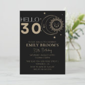 Delicaat zwart 30e verjaardag feest viering kaart (Staand voorkant)